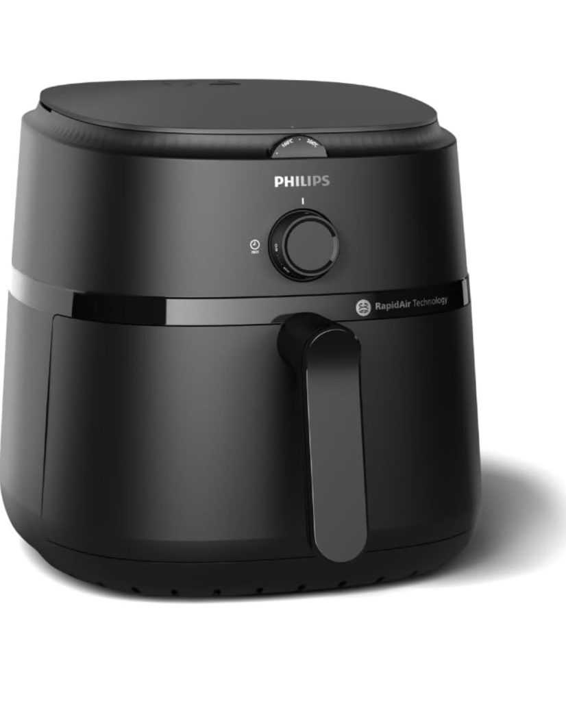 PHILIPS Air Fryer NA120/00, uses up to 90% less fat, 1500W, 4.2 Liter, with Rapid Air Technology (Black), Large